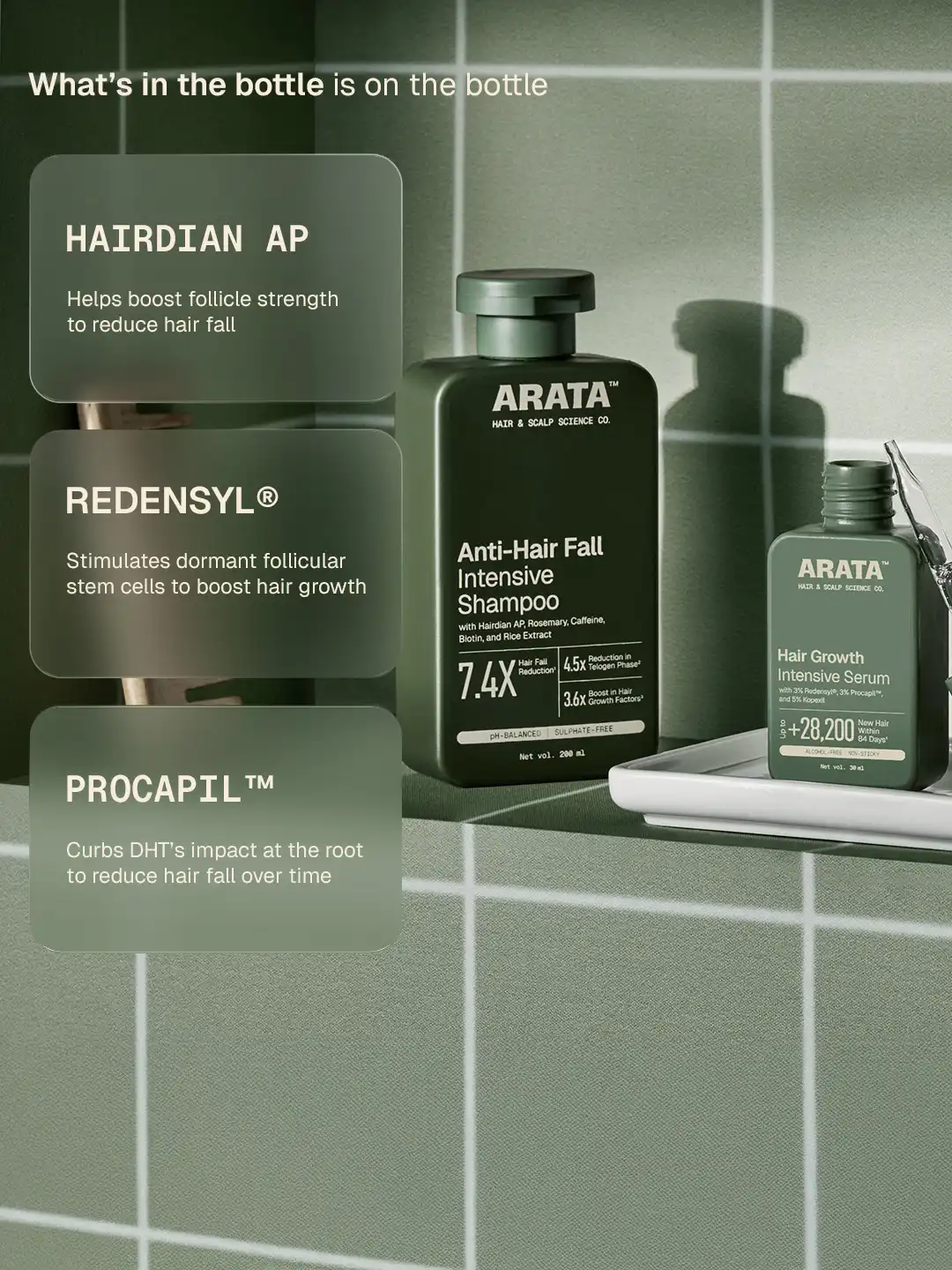Arata Anti-Hair Fall Shampoo & Hair Growth Serum Combo - Image 4