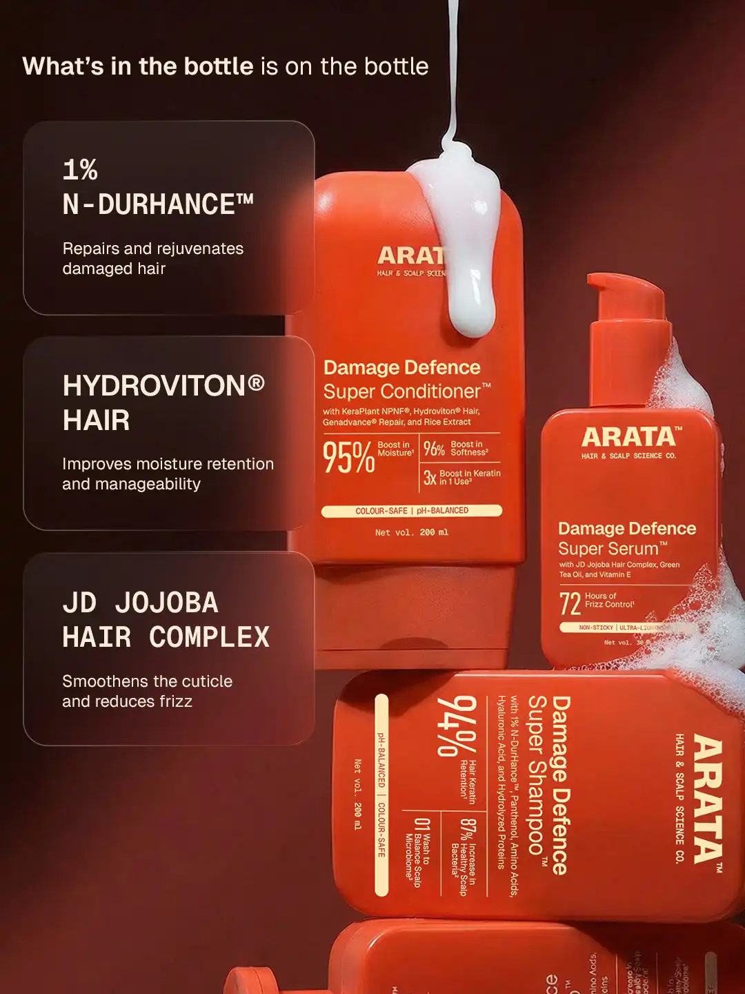 Arata Damage Defence Super Shampoo, Conditioner & Serum Combo - Image 4