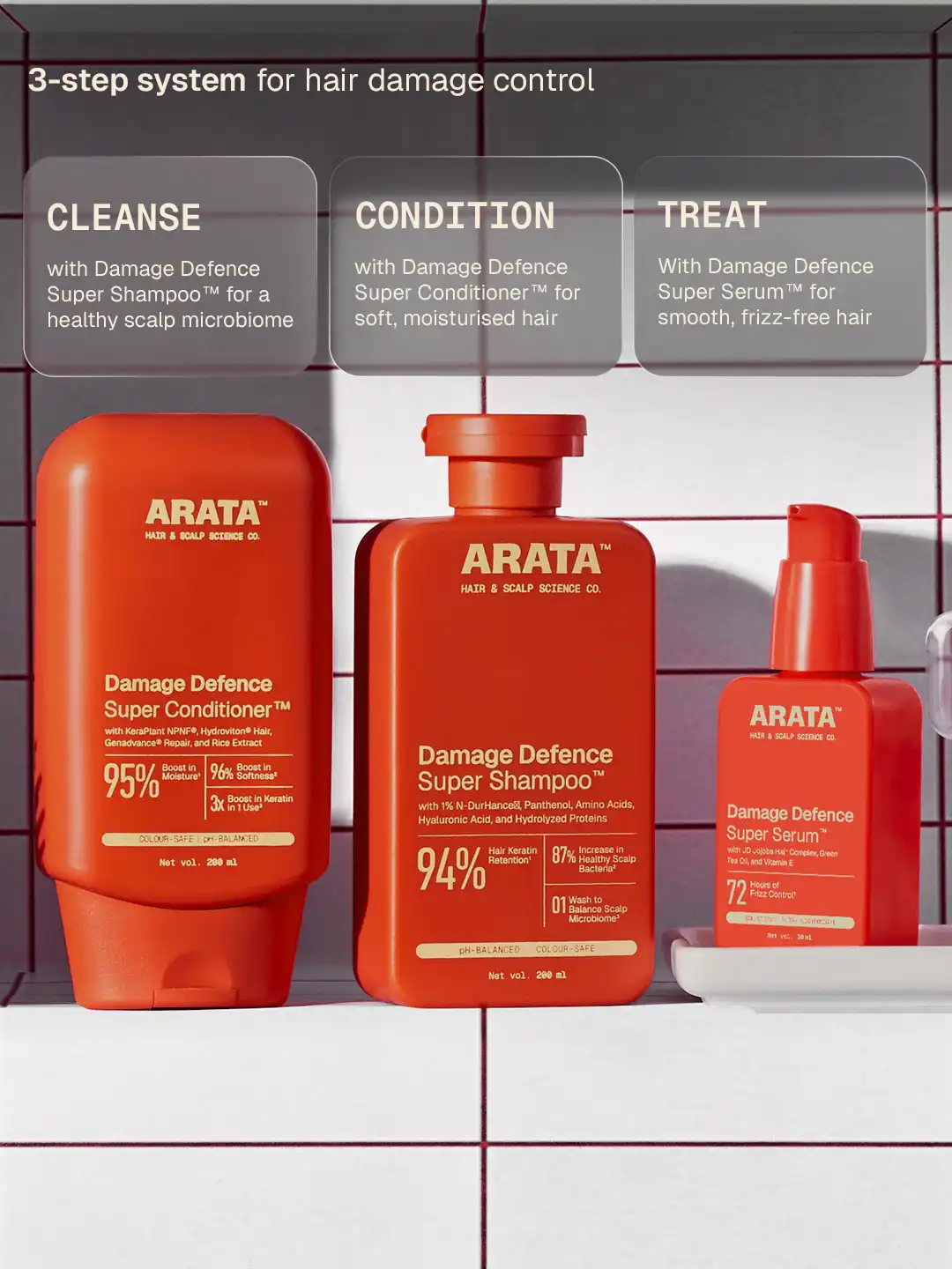 Arata Damage Defence Super Shampoo, Conditioner & Serum Combo - Image 5