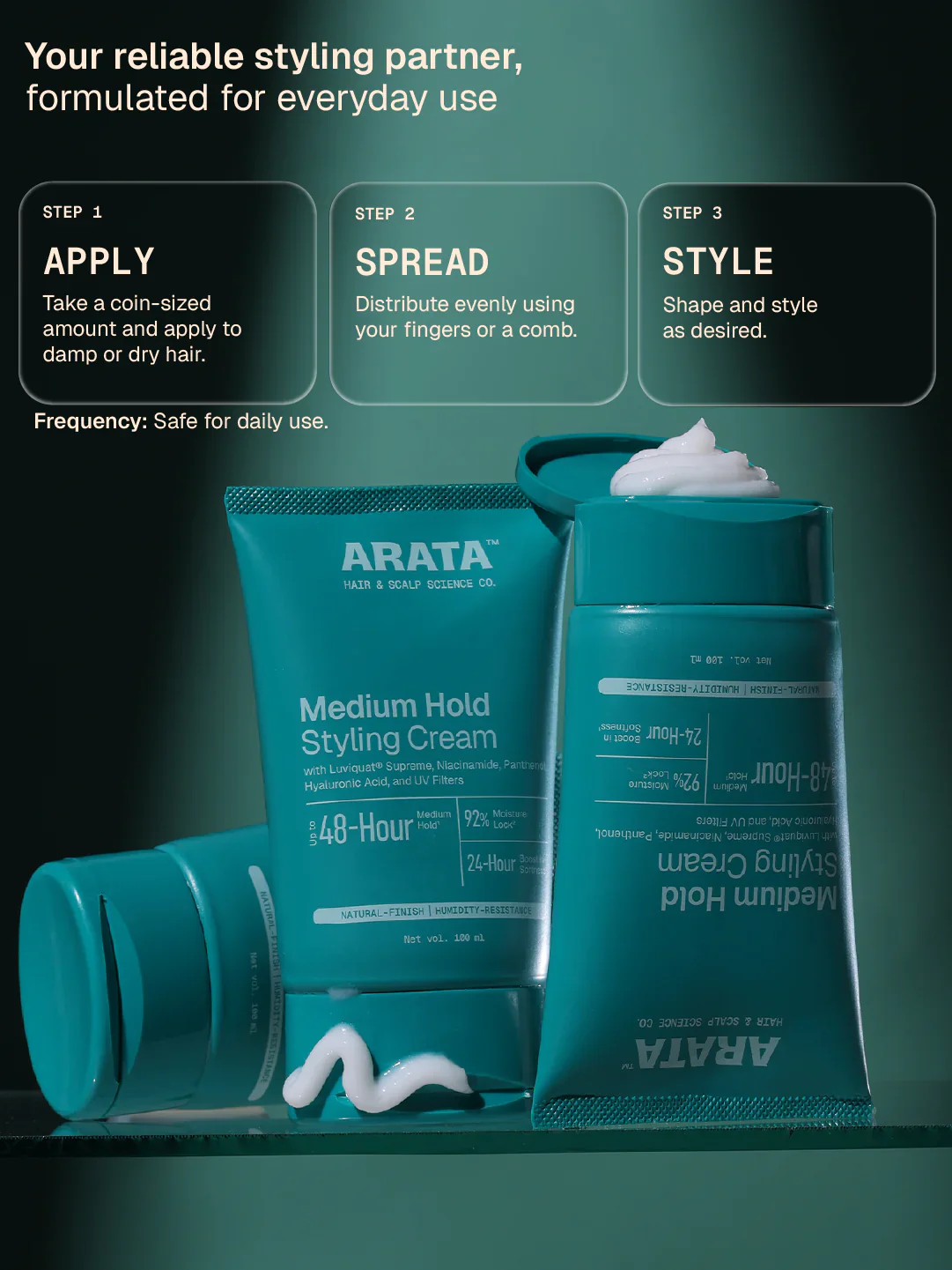 Medium Hold Styling Cream - 100 ml - Image 4