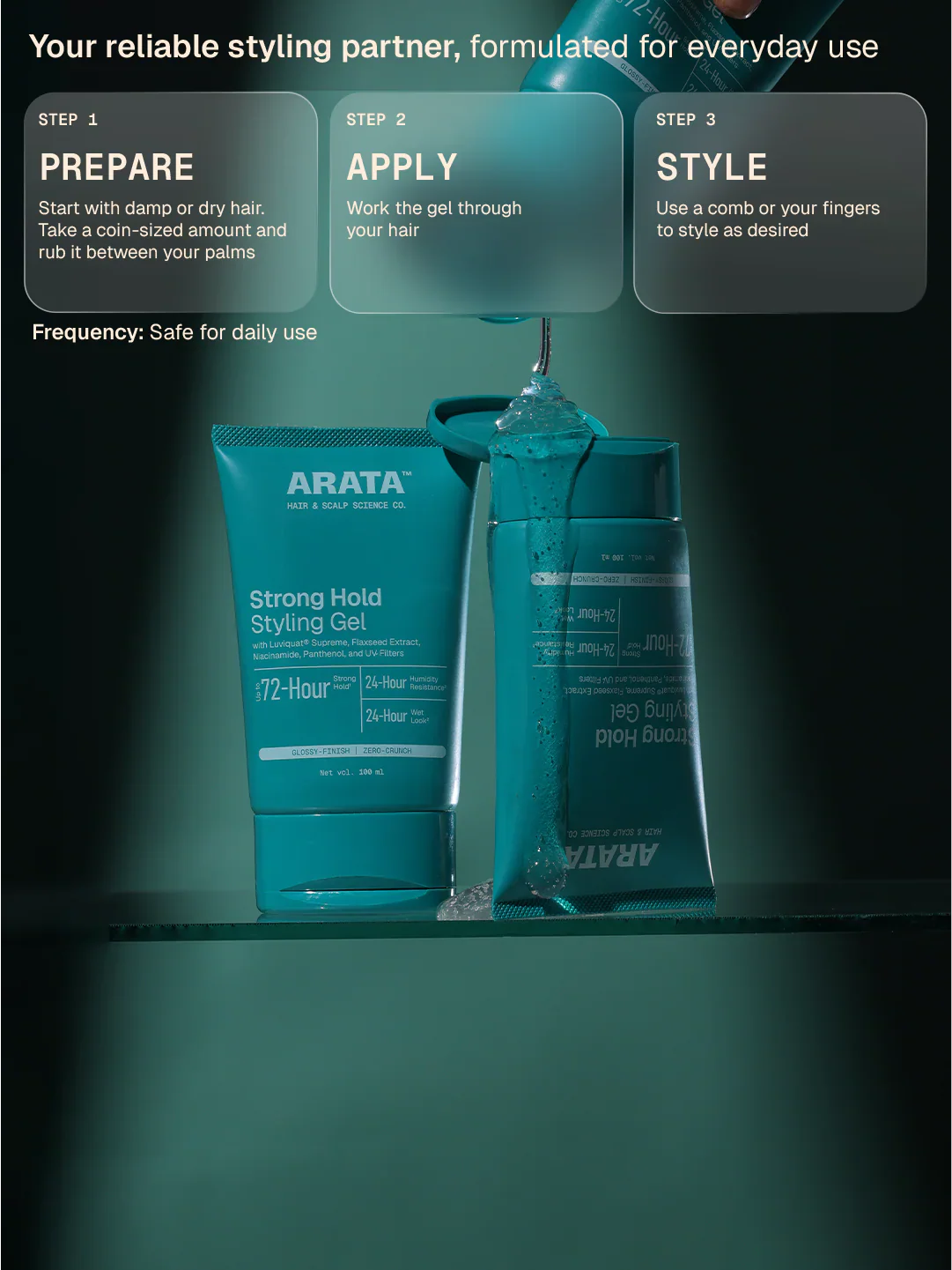 Strong Hold Styling Gel - 100 ml - Image 4