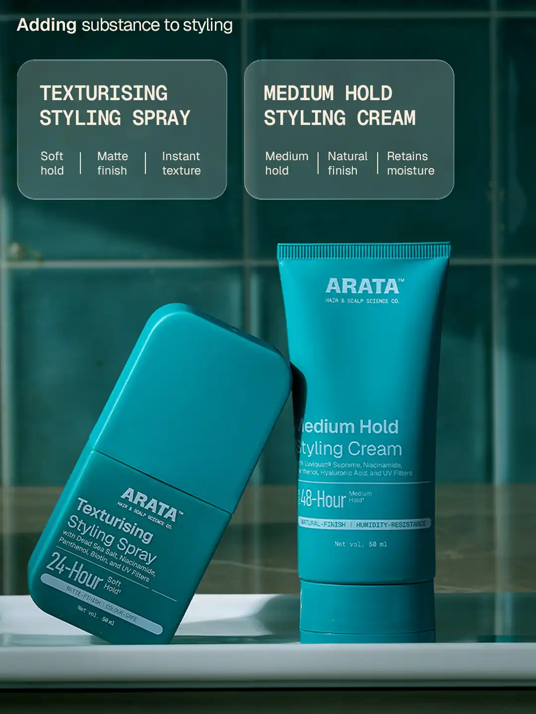 Arata Texturising Styling Spray & Styling Cream Combo - Image 3