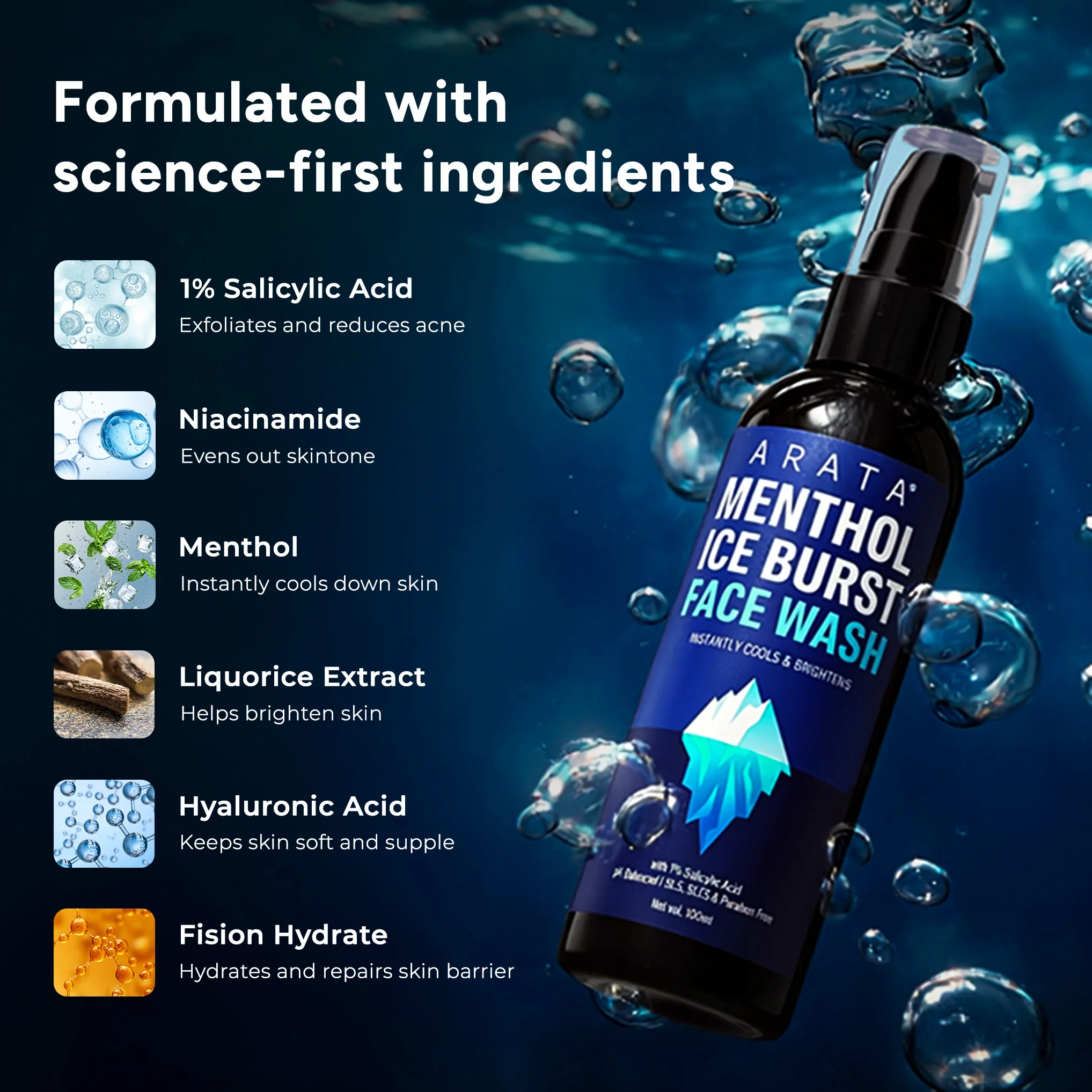 Menthol Ice Burst Face Wash 100ml - Image 3