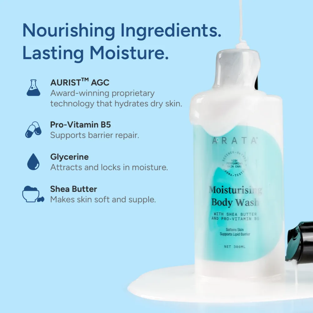 Moisturising Body Wash for Dry and Dehydrated Skin with Shea Butter | Softens Skin | 300ml - Image 3